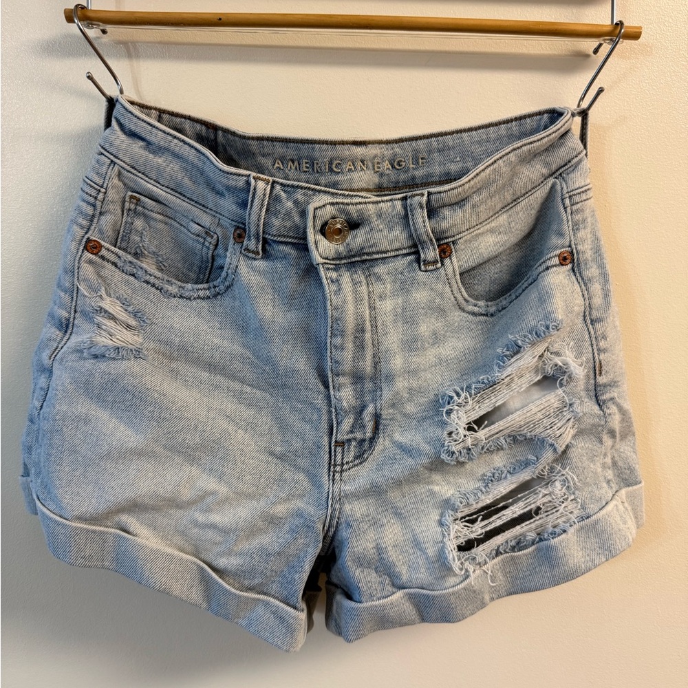 American Eagle Outfitters Light Wash Ripped Jean Shorts